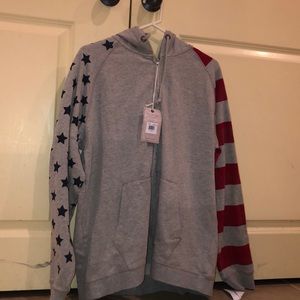 Grey Stars and Stripes Zip sweatshirt